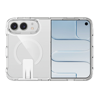 Nouvelle coque de téléphone transparente en TPU PC avec support métallique rétractable pour iPhone DUO, coque magnétique transparente