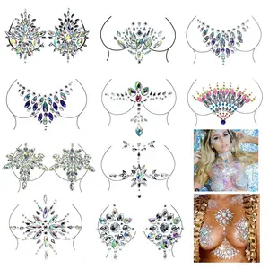 Low MOQ Crystal Face Gems Tattoo Stickers Body Jewelry Stickers for Festival Rhinestone Decorations