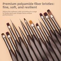 Ensemble de pinceaux pour nail art japonais très vendu, 13 pièces, manche en bois plaqué or, poils en nylon, outils de manucure floraux et de traçage