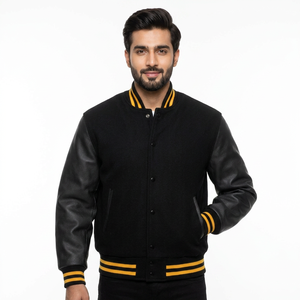 Meilleures vestes varsity premium pour hommes, style bomber, en polaire, pour lycéens, fabriquées au Pakistan. - Product Image 1