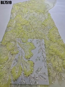 New 2025 pha lê Sequins handmade sang trọng Bridal ren Tulle trắng đính cườm Ren Vải cho đám cưới - Product Image 5