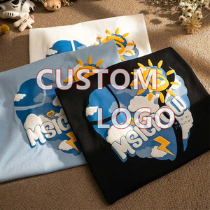 T-shirt court en coton tissé 100 % de haute qualité, 400 g/m², épais, surdimensionné, imprimé en 3D en relief, pour homme - Product Image 3