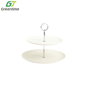 Wholesale Party Afternoon Tea Cuocake Tools Bamboo Fiber Ce <strong>2</strong> <strong>Tier</strong> Dessert Cake Tools White Cake <strong>Stand</strong> - Product Image 2