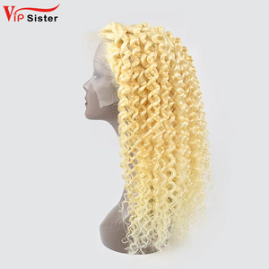 Perruque frontale 13x4 HD transparente, bouclée profonde, <span class=keywords><strong>blonde</strong></span> 613, en cheveux humains bruts indiens, avec dentelle HD - Product Image 4