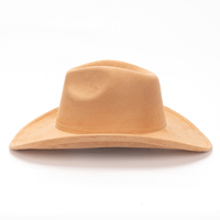 Topi koboi Suede pinggiran lebar uniseks, topi koboi Suede dengan pinggiran lebar, Logo kustom OEM tersedia