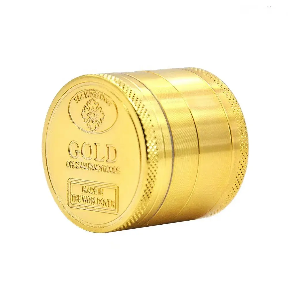 Factory Customized Gold Bullion 3/4 Floors Tobacco Grinder,Wholesale Metal 30/40/50/60MM Herb Crusher Smoking Grinder