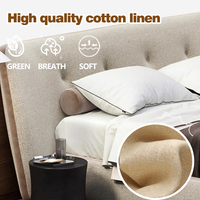 Lit Capitonnée King et Queen Size, Lit Plateforme de Luxe en Bois Massif, Cadre de Lit Flottant Vintage, Lit Double Moderne, Meuble de Chambre Intelligent