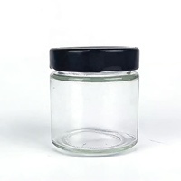 Pot en verre rond transparent réutilisable avec couvercle en métal pour le miel, la confiture, les cornichons, les épices, la crème, les bougies, le stockage des aliments