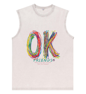 Débardeur oversize noir délavé à l'acide, motif gribouillage multicolore « OK FRIENDS Hang on to Your Dreams » en écriture cursive - Product Image 6