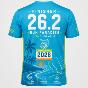 T-shirt de course personnalisé Tropical Island 26.2 léger pour la course Palm Coast Race Crew Team Sportswear - Product Image 4