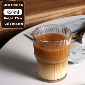 Màu Sắc Cao Giá Trị Công Suất Lớn Cốc Nước Lạnh Uống Nước Ép Trái Cây Cốc Cà Phê Nắp Rơm Dọc Sọc Thủy Tinh Phong Cách Drinkware - Product Image 5