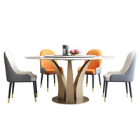 Table ronde plateau tournant lumière luxe ardoise Table à manger ronde maison Table à manger chaise Table combinée Table à manger ronde