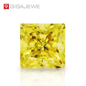 GIGAJEWE Vvs1 Clarity Fancy Vivid Yellow Color Princess Cut Loose Moissanite For Jewelry Making