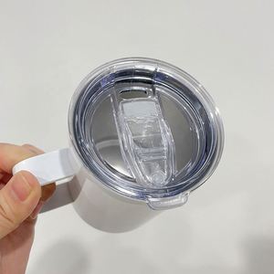 Blank Sublimation 12Oz Coffee Seamless Vacuum Camp Mugs With Handle and Slide Lids for <b>Hot</b> & Cold <b>Drinks</b> - Product Image 3