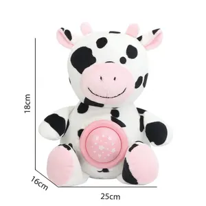 Juguetes de peluche de vaca para dormir, proyector con luz nocturna y ruido blanco, juguete de peluche para dormir