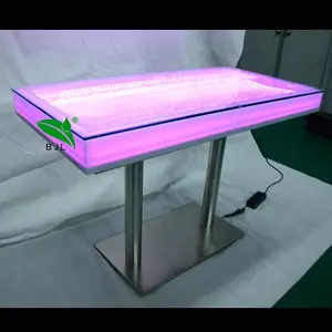 나이트 클럽 가구 알루미늄 기초 및 유리제 탁상용 led 빛 수족관 막대기 테이블 카운터