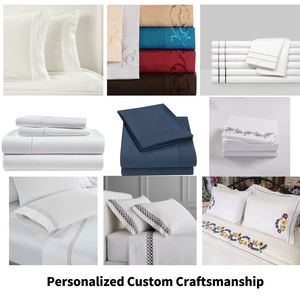 Hotel Quality Low Moq Luxury 100% Cotton 300 <strong>Thread</strong> Count Solid Color Modern Style 4-Piece Bed Sheet Set Embroidered <strong>Bedsheets</strong> - Product Image 4