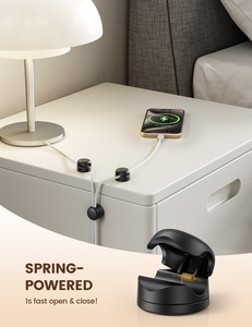 Clips de gestion de câbles universels Lamicall STRK06, support de cordon rotatif, organisateur de câbles à ressort, montage adhésif de bureau pour la charge - Product Image 4