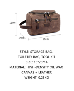 Wholesale Custom Logo <strong>Cosmetic</strong> Men Vintage Canvas Cotton Makeup Travel <strong>Cosmetic</strong> Toiletry Zipper <strong>Bag</strong> Customized - Product Image 5