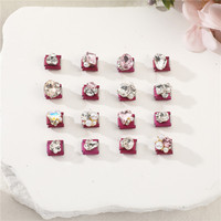 Ensemble d'accessoires pour bracelets à breloques en acier inoxydable de style italien, avec fleurs en cristal rose et éléments de perles d'amour, pour la fabrication DIY (UE)