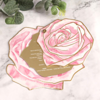 Menú de cena acrílico con espejo dorado de lujo para bodas Menú floral Rosa personalizado para cualquier evento o fiesta