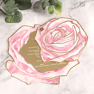 Menú <span class=keywords><strong>de</strong></span> cena acrílico con espejo dorado <span class=keywords><strong>de</strong></span> lujo <span class=keywords><strong>para</strong></span> bodas Menú floral Rosa personalizado <span class=keywords><strong>para</strong></span> cualquier evento o fiesta - Product Image 5