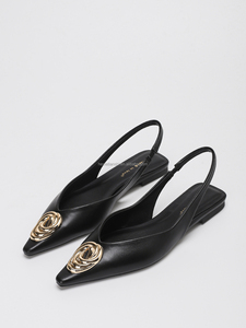 2201-1 להחליק על נוחות סנדלים שטוחים רכים נעלי סנדלים pu מעור בוהן מתכת עיצוב אבזם מעור נעליים שטוחות לגברת - Product Image 2