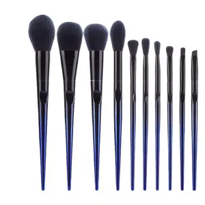Super Hot Luxury High Quality Vegan 10 pcs Gift Make Up Brushes New Gradient Color Custom Cosmetic Blue Makeup Brush Set