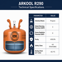 Gas ARKOOL R290 con 99.9% de Pureza, Propano GWP 3 para Bombas de Calor, Mejor que el Refrigerante Anterior, Certificación CE DOT