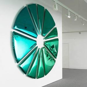 Decoración de pared de metal moderno, espejo redondo cromado, escultura de pared de acero inoxidable pulido, decoración de pared de espejo de donut hueco - Product Image 3