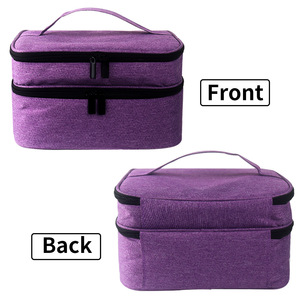 Essential Oil Carrying Case Medium Size Zipper Closure Portable Cosmetic Bag With Soft Handle Textile Material - Product Image 2