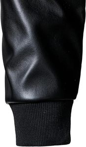 Veste universitaire décontractée pour homme en coton 100% de qualité supérieure, sur mesure, avec col montant et manches en simili cuir teint - Product Image 6