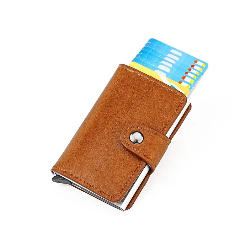 Manufacturer Wholesale Cheap PU Leather Cover Card Holder Anti-theft Wallet RFID Aluminum Credit Card Case