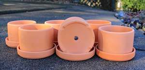 ที่กำหนดเองรอบไขมันผนังดินเหนียวดินเผากระถางดอกไม้กระถางต้นไม้ที่มีรูระบายน้ำและถาด - Product Image 6