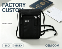 Dompet Leher & Tempat Paspor Gaya Nasional Bahan Nylon, Modis untuk Perjalanan, Dilengkapi Klip dan Kancing, Kantong Organizer Kartu Anti RFID