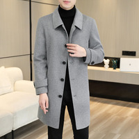 Pardessus en laine à simple boutonnage pour hommes avec bouton en fourrure décoration long hiver Streetwear à la mode vêtements d'extérieur en laine vierge