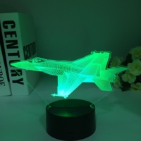 Lampe de table LED 3D en bois à illusion Lampe de bureau changeante colorée Veilleuses d'avion pour chambre à coucher Décoration de chambre à coucher Plug-In