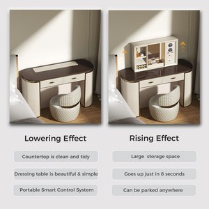 <span class=keywords><strong>Table</strong></span> de maquillage électrique avec miroir LED et remontoir de montres, bureau de maquillage intelligent à élévation automatique avec rangement - Product Image 2