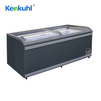 Réfrigérateur coffre ouvert Kenkuhl pour supermarché, vitrine commerciale, congélateur coffre AHT, double îlot, en PVC, professionnel