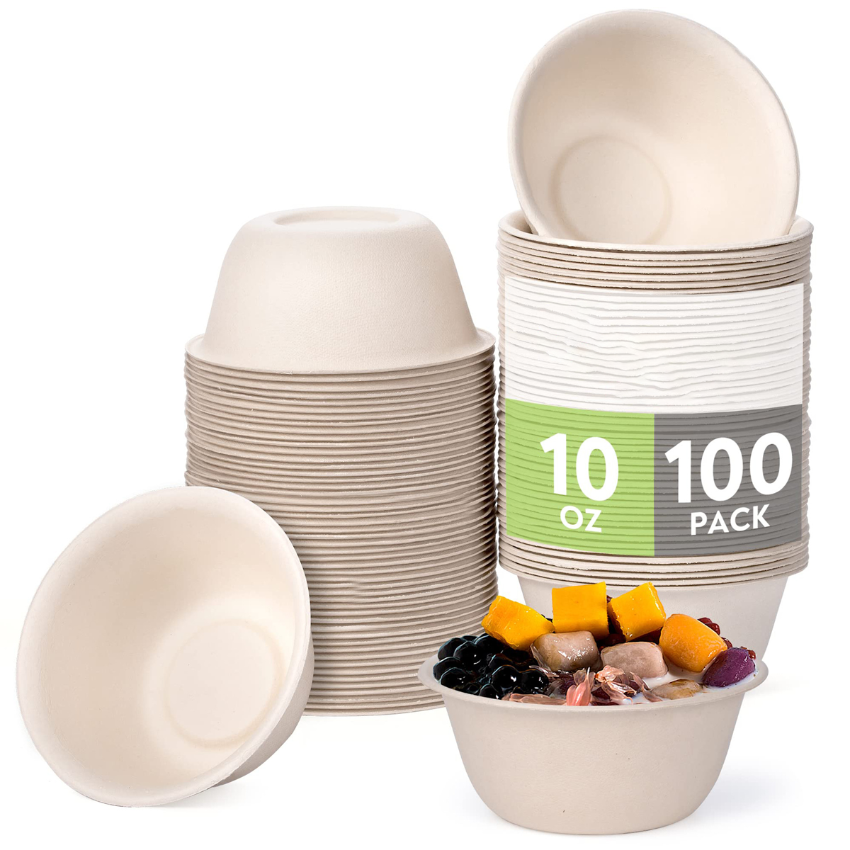 Salad Dessert Hot Soup Packaging Paper Bowls Food Container Take Away Plates Camping Party Disposable Bamboo Bowl