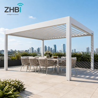 Pergola rétractable à toit à lamelles en aluminium blanc avec télécommande pour balcon, terrasse, jardin (10m)