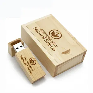 Wooden Usb Drive Customized Wood Rectangular USB Flash Memory Sticks Wooden Long Strip Pen Thumb Drive For Advertising Gifts Promotions Giveaways