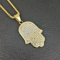 Collar con Colgante de Mano de Fátima en Acero Inoxidable LUOYUNE, con Cadena de Eslabones, Estilo Punk, Incrustaciones de Circonio, para Uso Diario y Fiestas