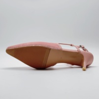 Chaussures à talon chaton en velours rose à bout pointu, escarpins mode slingback pour femme, grandes tailles 34-46, chaussures à talon bas pour femme