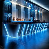 Comptoir de bar en bois au design moderne pour hôtel commercial, restaurant, avec plateau en marbre noir écologique pour bar à domicile et salon