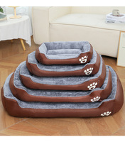 Lit Rectangle pour animaux de compagnie Fond antidérapant Moyen Grand Design Animaux Confortable Luxe Doux Polaire Chien Patte Lit Canapé ou Chat Lit Grand