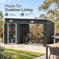 Abri de jardin métallique robuste pour l'extérieur, en acier galvanisé, avec armoire à outils verrouillable et abri ouvert pour vélos, idéal pour la cour, la terrasse et le jardin