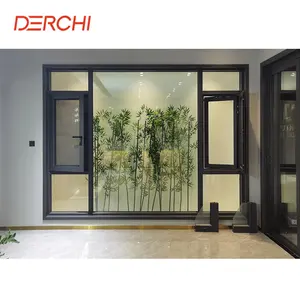 House Apartment Double Glazed Aluminum Swing Window Double Tempered Glass Windows Mosquito Net Casement Window