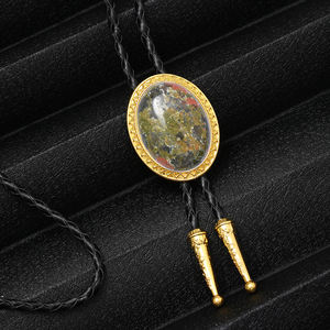 Dasi <span class=keywords><strong>Bolo</strong></span> kulit coklat hitam asli dasi Bola barat batu permata warna-warni kristal pria kalung dasi - Product Image 4