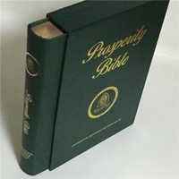 Impression à couverture rigide en PU personnalisée en Offre Spéciale pour livre de la Sainte Bible avec marque de ruban vert